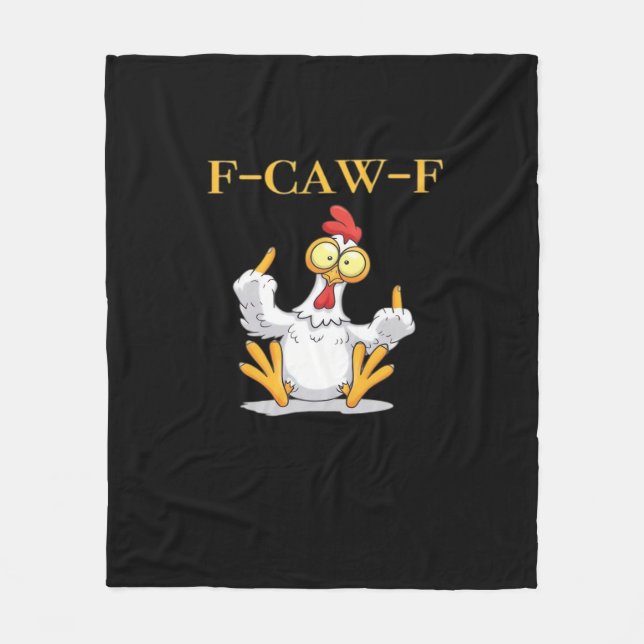 F-Caw-F Funny Chicken Retro Classic Fleecedecke (Vorderseite)