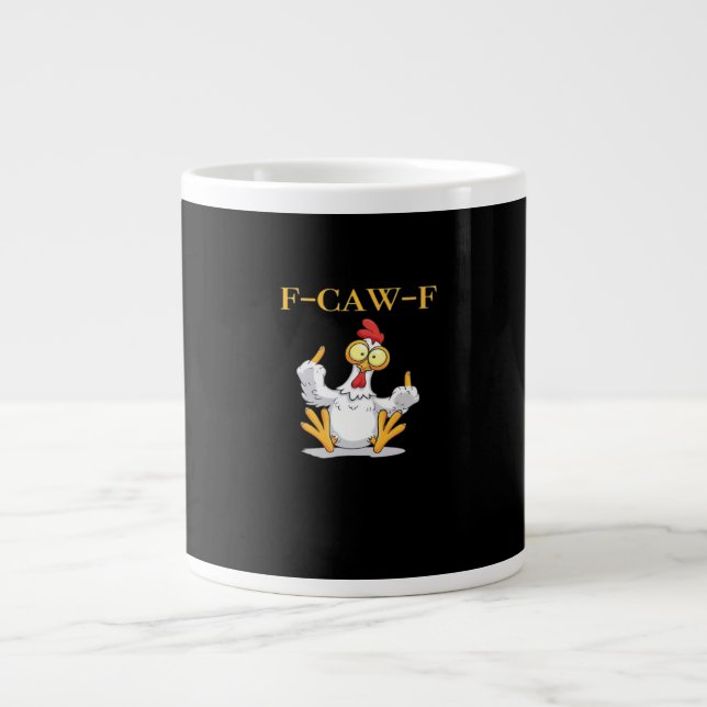 F-Caw-F Funny Chicken Retro Classic Jumbo-Tasse (Vorderseite)