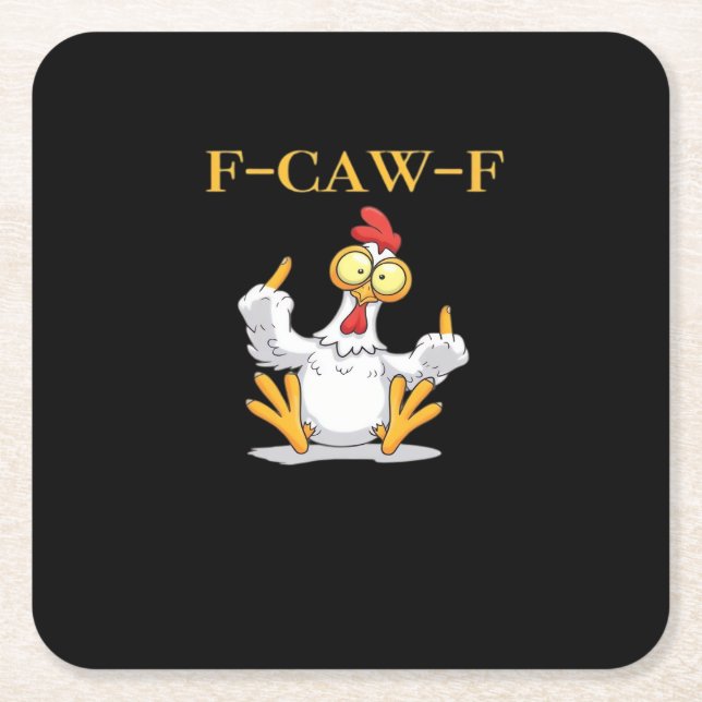 F-Caw-F Funny Chicken Retro Classic Rechteckiger Pappuntersetzer (Vorderseite)