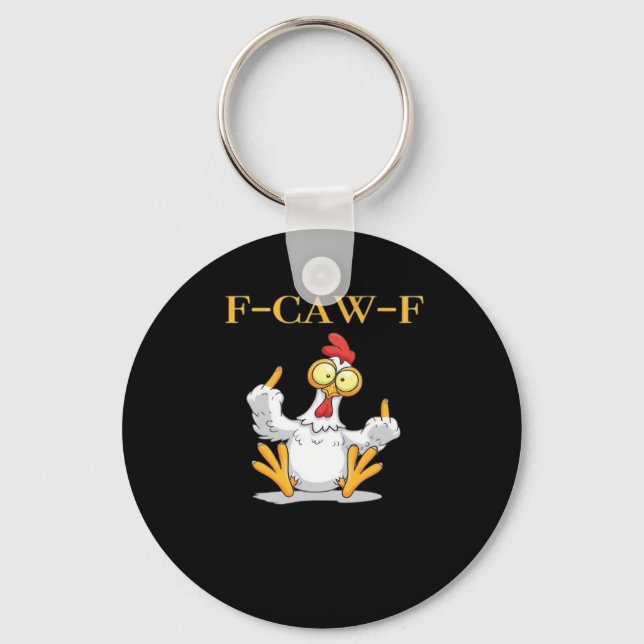 F-Caw-F Funny Chicken Retro Classic Schlüsselanhänger (Vorderseite)