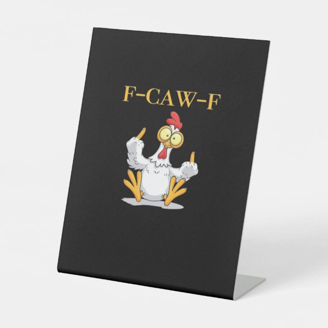 F-Caw-F Funny Chicken Retro Classic Sockelschild (Vorderseite)