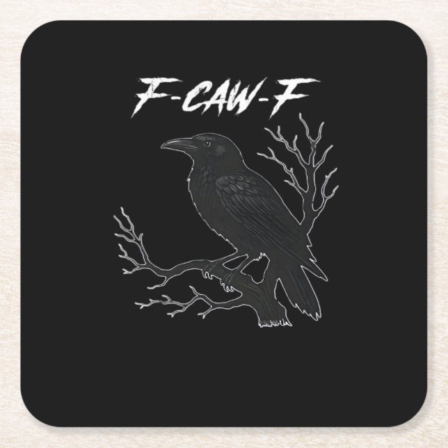 F-Caw-F Funny Crow Aesthetic Casual Rechteckiger Pappuntersetzer (Vorderseite)