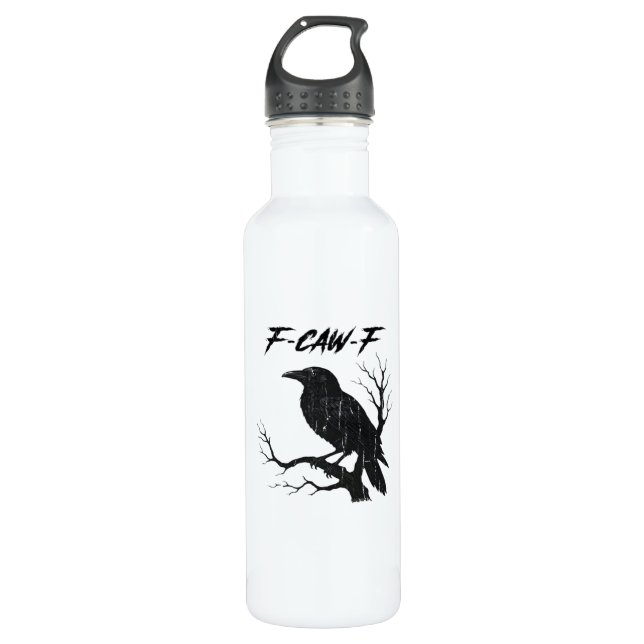 F-Caw-F Funny Crow Edelstahlflasche (Vorderseite)