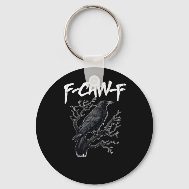 F-Caw-F Funny Crow Minimal Clean Schlüsselanhänger (Vorderseite)