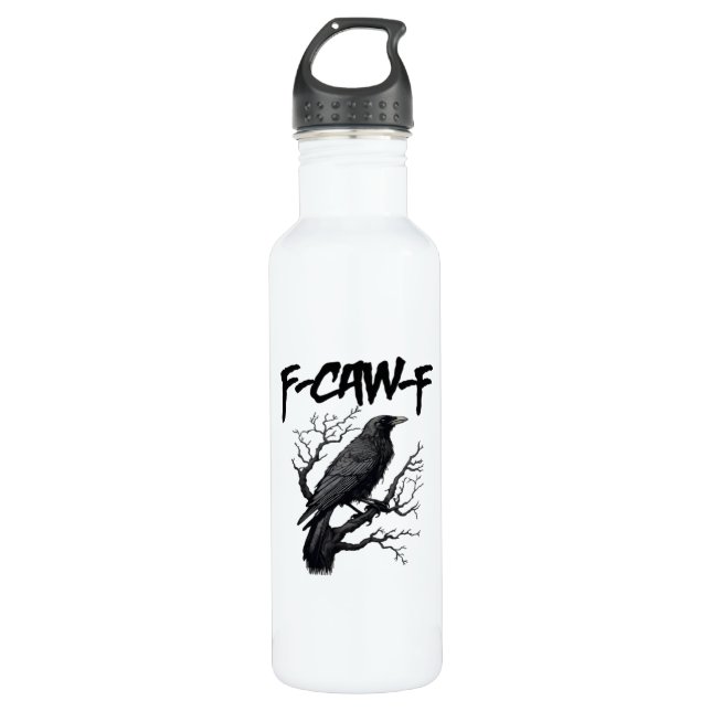 F Caw F Funny Crow Support Your Murder Graphic Edelstahlflasche (Vorderseite)