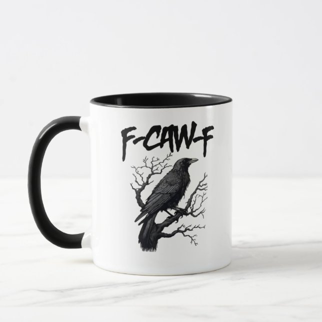 F Caw F Funny Crow Support Your Murder Graphic Tasse (Links)