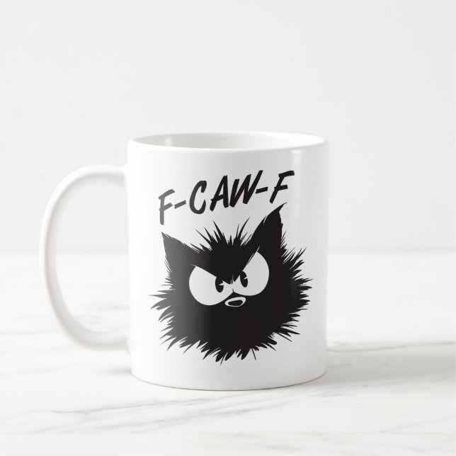 "F-CAW-F" Funny Grumpy Cat Mug Kaffeetasse (Links)