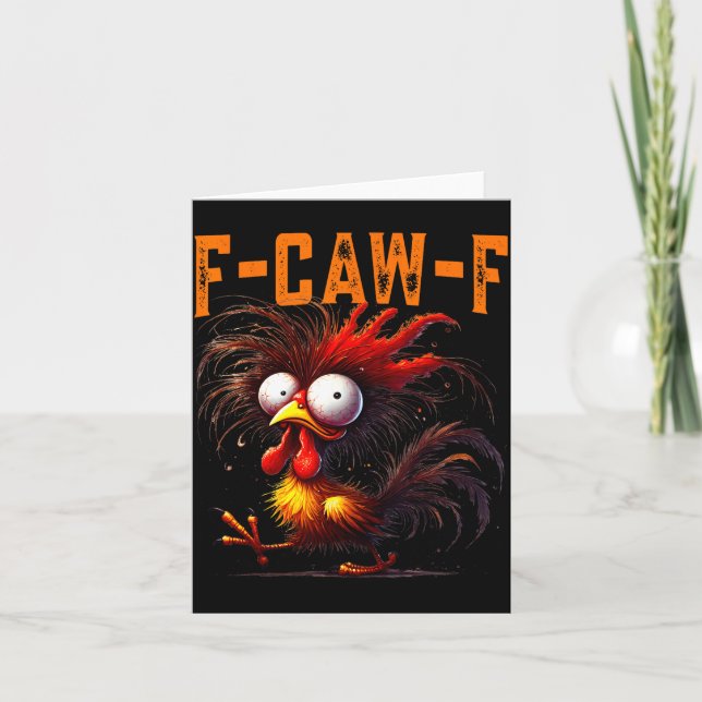 F-caw-f Funny Idea For Work Humor Rooster Coffee  Karte (Vorderseite)