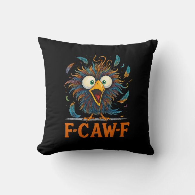 F-Caw-F Funny Messy Chicken Bird Rooster F-Caw-F M Kissen (Vorderseite)