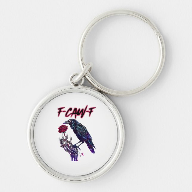 F-Caw-F Funny Raven Crow Spooky Season Halloween R Schlüsselanhänger (Vorne)