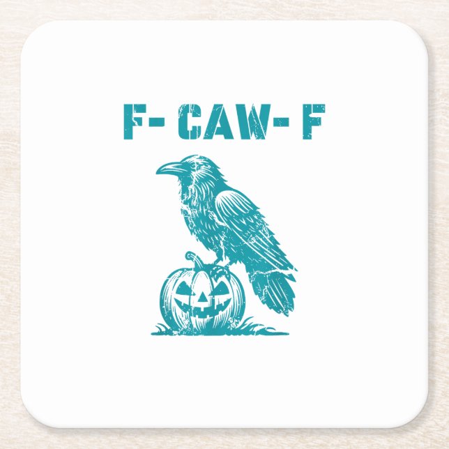 F-Caw-F Funny Raven Gothic Crow Retro Classic Rechteckiger Pappuntersetzer (Vorderseite)