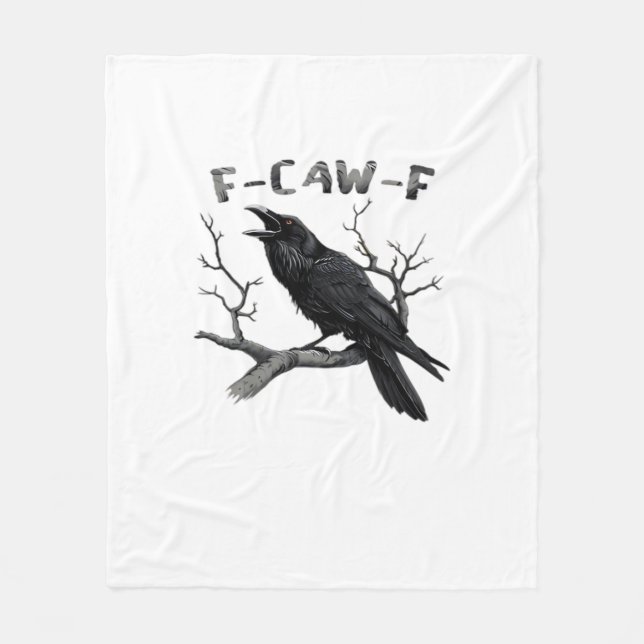 F-Caw-F Funny Raven Pun Gothic Crow Humor Aestheti Fleecedecke (Vorderseite)