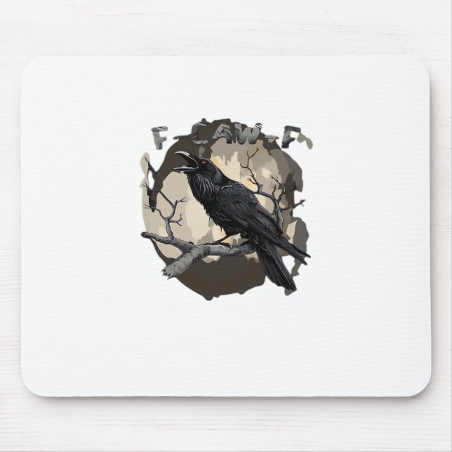 F-Caw-F Funny Raven Pun Gothic Crow Humor Retro Cl Mousepad (Vorne)