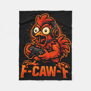 F-caw-f Gamer - Lustiger Hahn Gamer _2  Fleecedecke