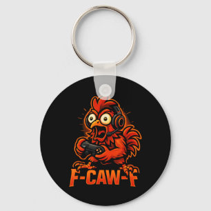 F-caw-f Gamer - Lustiger Hahn Hühner Gaming _2 Schlüsselanhänger
