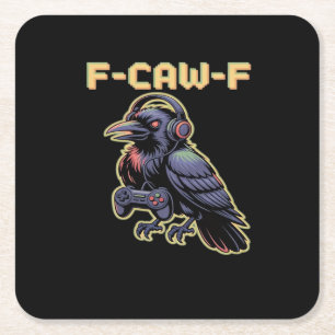 F-Caw-F Gaming-Rabe mit Kopfhörern - Edgy Stream Rechteckiger Pappuntersetzer