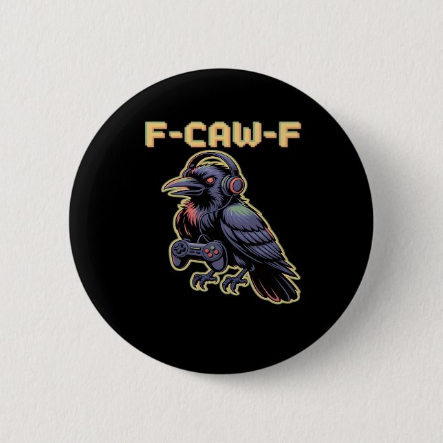F-Caw-F Gaming Raven With Headphones - Edgy Stream Button (Vorderseite)