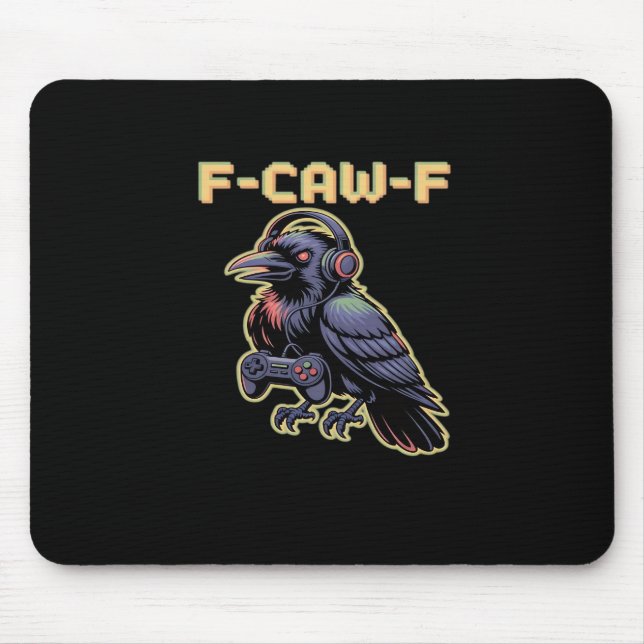 F-Caw-F Gaming Raven With Headphones - Edgy Stream Mousepad (Vorne)