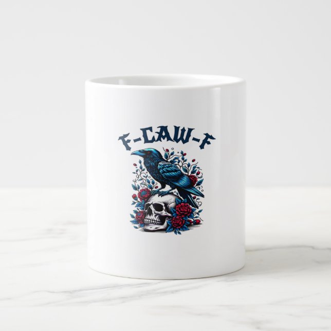 F-Caw-F Gothic Crow Raven Skull Classic Jumbo-Tasse (Vorderseite)