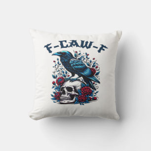 F-Caw-F Gothic Crow Raven Skull Klassiker Kissen
