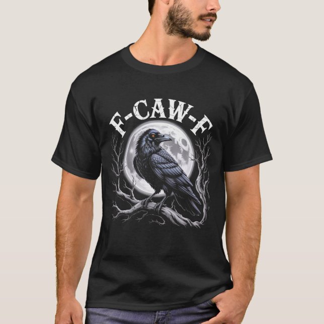 F-CAW-F Gothic Raven Full Moon Mystical Crow Bird T-Shirt (Vorderseite)