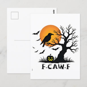 F-Caw-F Grafik für Halloween Art und Crow Lover Postkarte