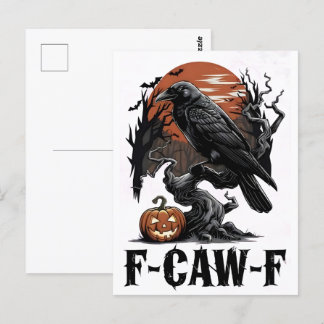 F-Caw-F Grafik für Halloween Art und Crow Lover Postkarte