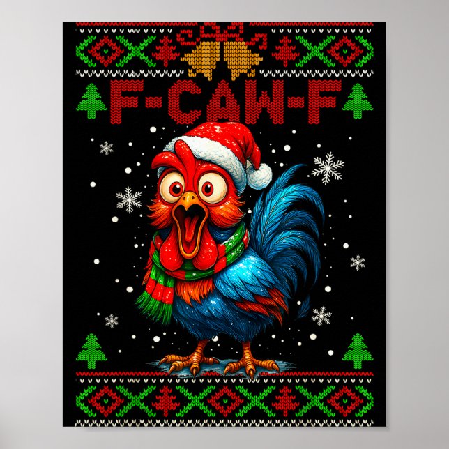 F Caw F Hahn Lustiger Vogel Fcawf Hühnerflüsterer Poster (Vorne)