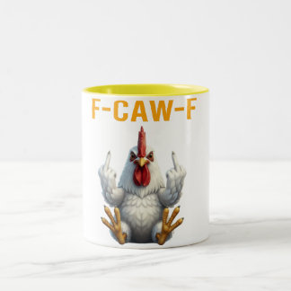 F-Caw-F Hahn Meme | Lustiger Hühnerwitz | Hahn Zweifarbige Tasse