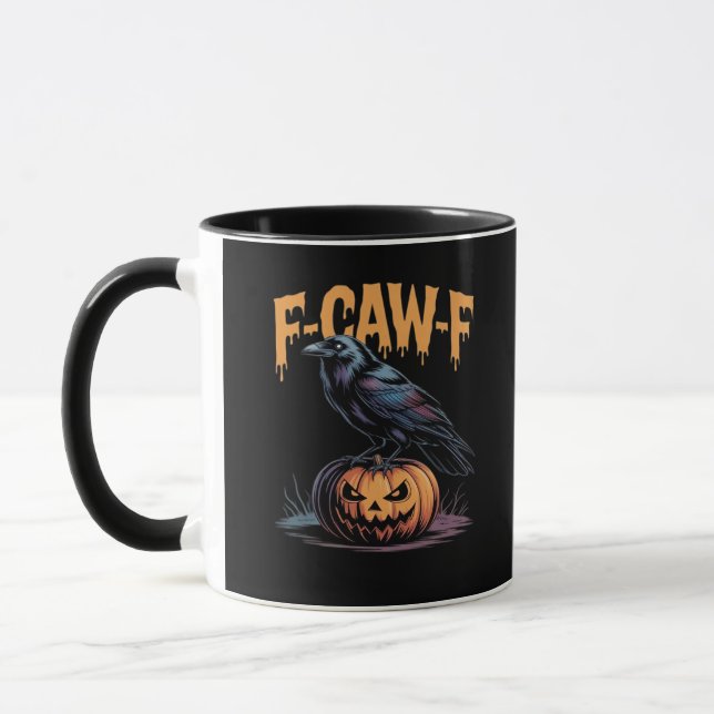 F-Caw-F Halloween Raven Jack-O-Lantern Spooky Seas Tasse (Links)