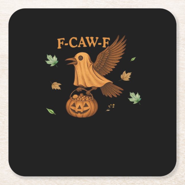 F-Caw-F Halloween Retro Classic Rechteckiger Pappuntersetzer (Vorderseite)