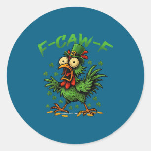 F Caw F Huhn Hahn Runder Aufkleber