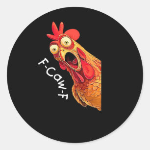 F-Caw-F-Huhn Klassisches Vintage-Grafik Runder Aufkleber