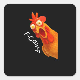 F-Caw-F Huhn Wesentlich Minimal Sauber Quadratischer Aufkleber