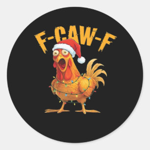 F-Caw-F Hühner-Weihnachten Essential Runder Aufkleber