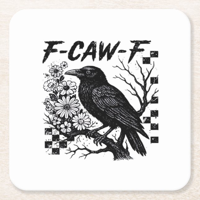 F-Caw-F Humor Funny Gothic Crow Rechteckiger Pappuntersetzer (Vorderseite)