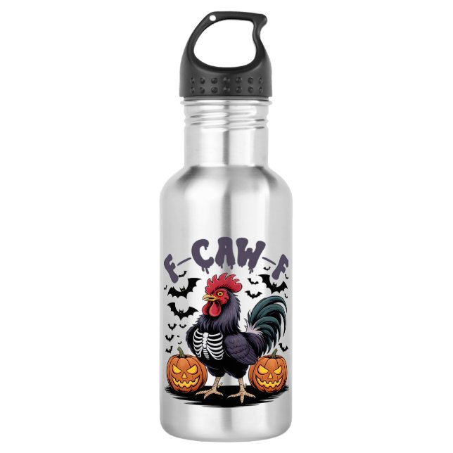 F-Caw-F Humor Krähe Lustig Gothic Edelstahlflasche (Vorderseite)