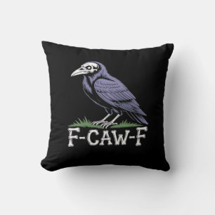 F-Caw-F Knochen Text Totenkopf Rabe - Gothic Makab Kissen