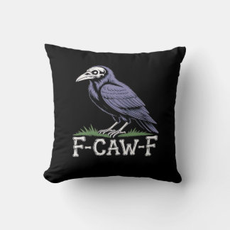F-Caw-F Knochen Text Totenkopf Rabe - Gothic Makab Kissen