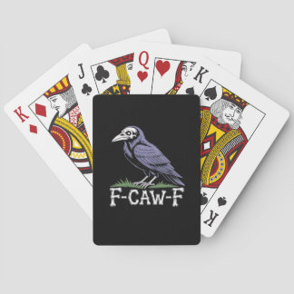 F-Caw-F Knochen Text Totenkopf Rabe - Gothic Makab Spielkarten