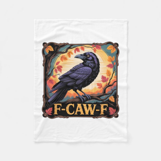 F-caw-f Krähe Gruselig Halloween Herbst Blätter Da Fleecedecke (Vorderseite)
