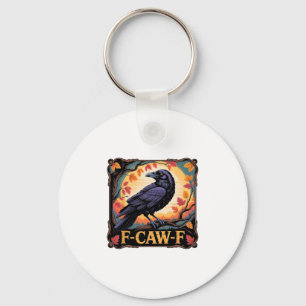 F-caw-f Krähe Gruselig Halloween Herbst Blätter Da Schlüsselanhänger