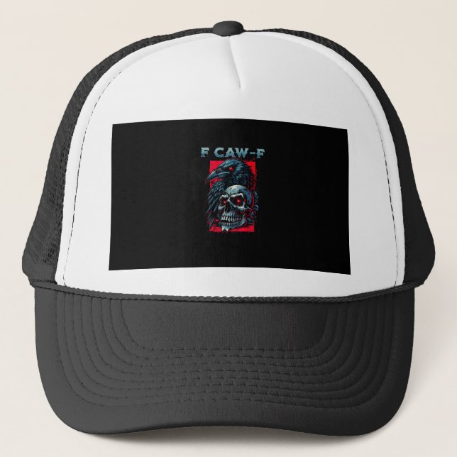 F-Caw-F Krähe Humorvolles Grafikdesign Truckerkappe (Vorderseite)
