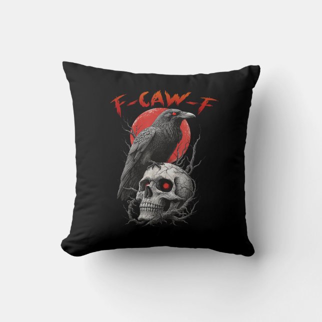 F-Caw-F Krähe Lustig F-Caw-F Ästhetisches Design Kissen (Vorderseite)