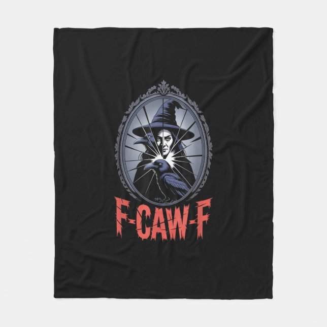 F-Caw-F Krähe Lustiger Gothic Mond Vogel Halloween Fleecedecke (Vorderseite)