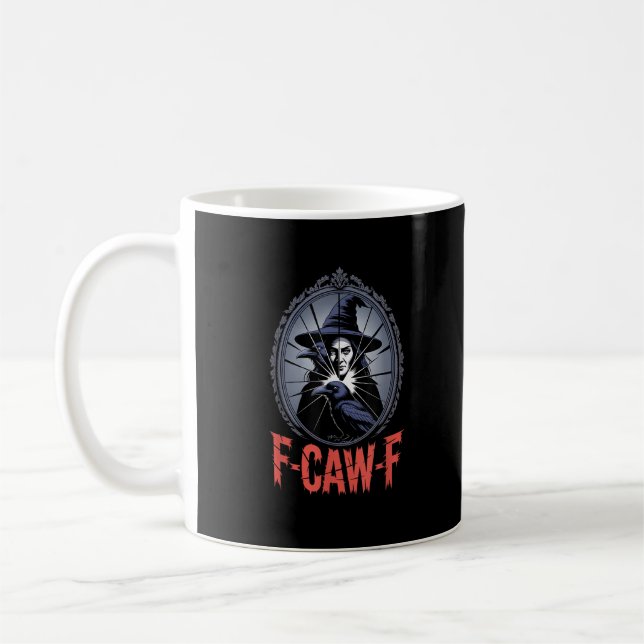 F-Caw-F Krähe Lustiger Gothic Mond Vogel Halloween Kaffeetasse (Links)