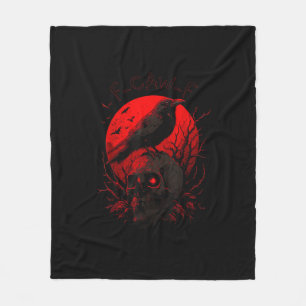 F-Caw-F Krähe Lustiger Vogel Roter Mond Gothic Fleecedecke
