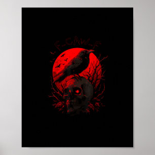 F-Caw-F Krähe Lustiger Vogel Roter Mond Gothic Poster
