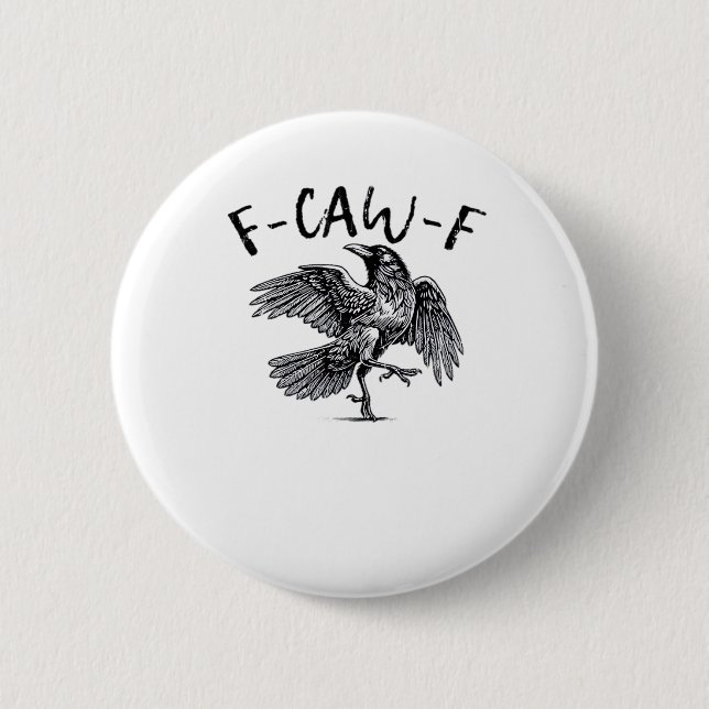F Caw F Krähe Retro Klassischer Stil Button (Vorderseite)