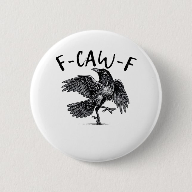 F Caw F Krähe Retro Klassischer Stil Button (Vorderseite)